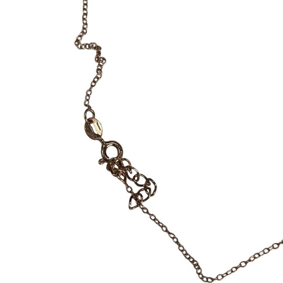 Rose Gold Tone Hammered Disc Heart Charm Necklace Pave CZ - Picture 4 of 4